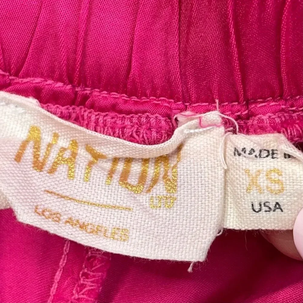 Nation LTD Pink Satin Cropped Wide Leg Pants XS